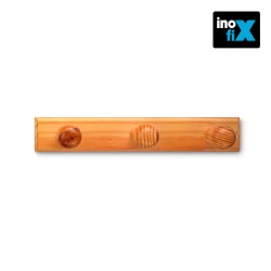 Colgador 3 perchas madera color natural (blister) inofix