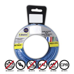 Carrete cablecillo flexible 1,5mm azul 5mts libre-halogenos