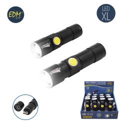 Mini linterna con zoom 1 led 120 lumens recargable con usb bateria de litio incluida alcance 60 mts