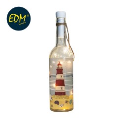 Botella de cristal vintage modelo faro con 10 leds 7,3x29,5cm 3xaaa