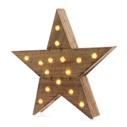 Estrella de madera con luz 20 leds 6,5x40x39cm