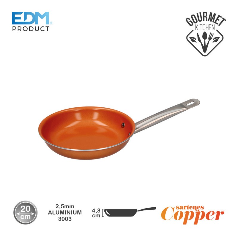 Sarten antiadherente - "copper line" - excilon tecnology - ø20cm - edm