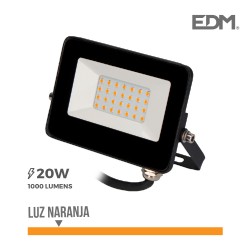 Foco proyector led  20w luz naranja  "black edition" edm