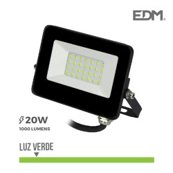 Foco proyector led  20w luz verde "black edition" edm