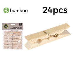 Pack 24 pinzas bambu para ropa