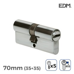 Bombin niquel 70mm (35+35mm) con 5 llaves seguridad incluidas edm