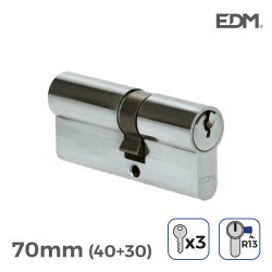 Bombin niquel 70mm (40+30mm) con 3 llaves de serreta incluidas edm