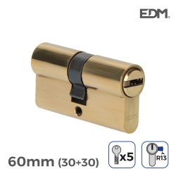 Bombin laton 60mm (30+30mm) con 5 llaves de seguridad incluidas edm