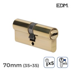 Bombin laton 70mm (35+35mm) con 5 llaves seguridad incluidas edm