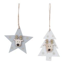 Decoración para arbol de navidad modelo estrella gris diseños surtidos  