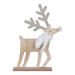 Figura decorativa madera modelo ciervo color dorado 27x20x5cm