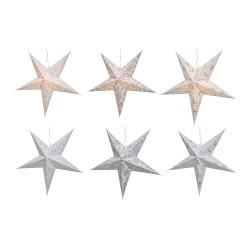 Estrella de papel con luz 60cm plata y blanca