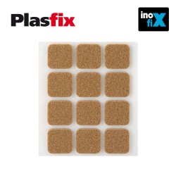 Pack 12 fieltros marron sinteticos adhesivos 22x22mm plasfix inofix