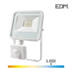 Foco proyector led 20w 1400 lm 6400k luz fria con sensor de presencia edm