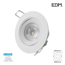 Downlight led empotrable 5w 6.400k redondo marco blanco edm