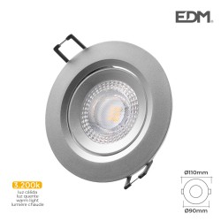 Downlight led empotrable 5w 380 lumen 3.200k redondo marco cromo edm